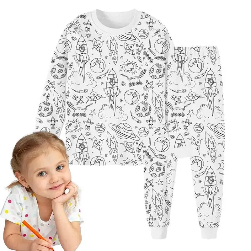 Pajama Coloring For Kids Sketch Colorful Children's Pajama Set Kids Art Color Your Own Pajama Handicraft Toys DIY Kid Crafts For