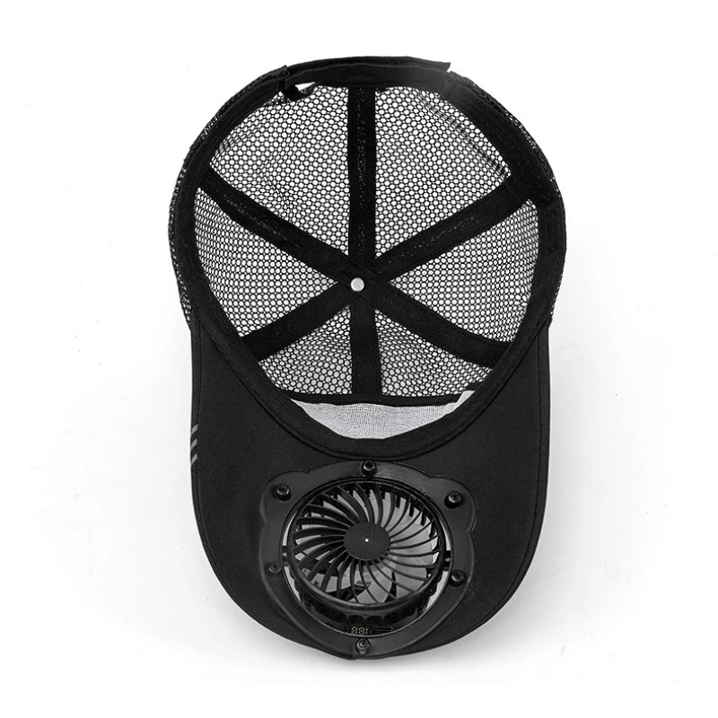 Solar powered charge fan baseball cap men summer outdoor sun shading breathable duck tongue mesh cap women gorras para hombres
