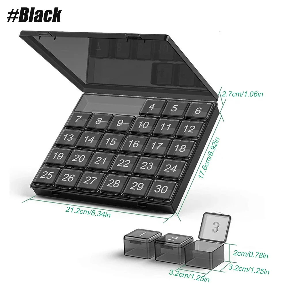 30-Day Portable Pill Organizer with Large Compartments