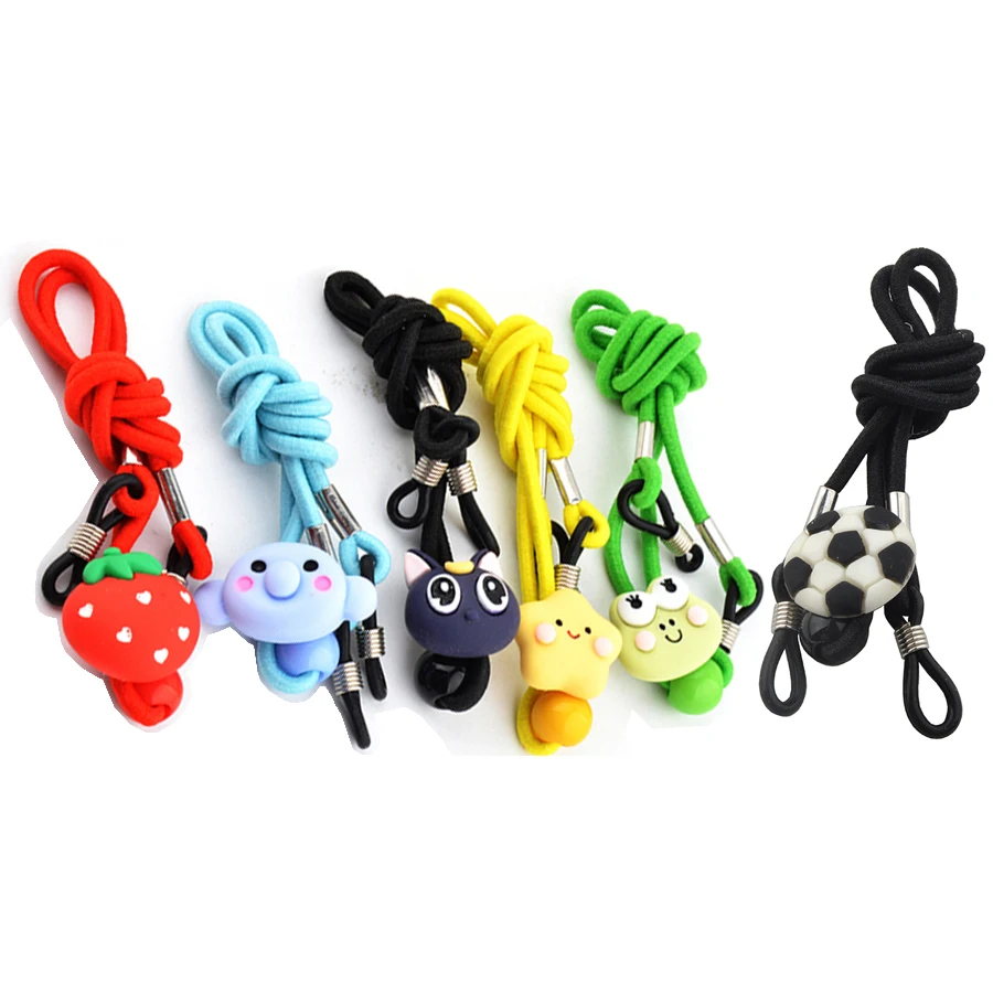 Cordon Lunettes Enfant Réglable Avec Crochets - Modèles Dessins Animés Licornes Et Arc-en-Ciel, Lot De 8