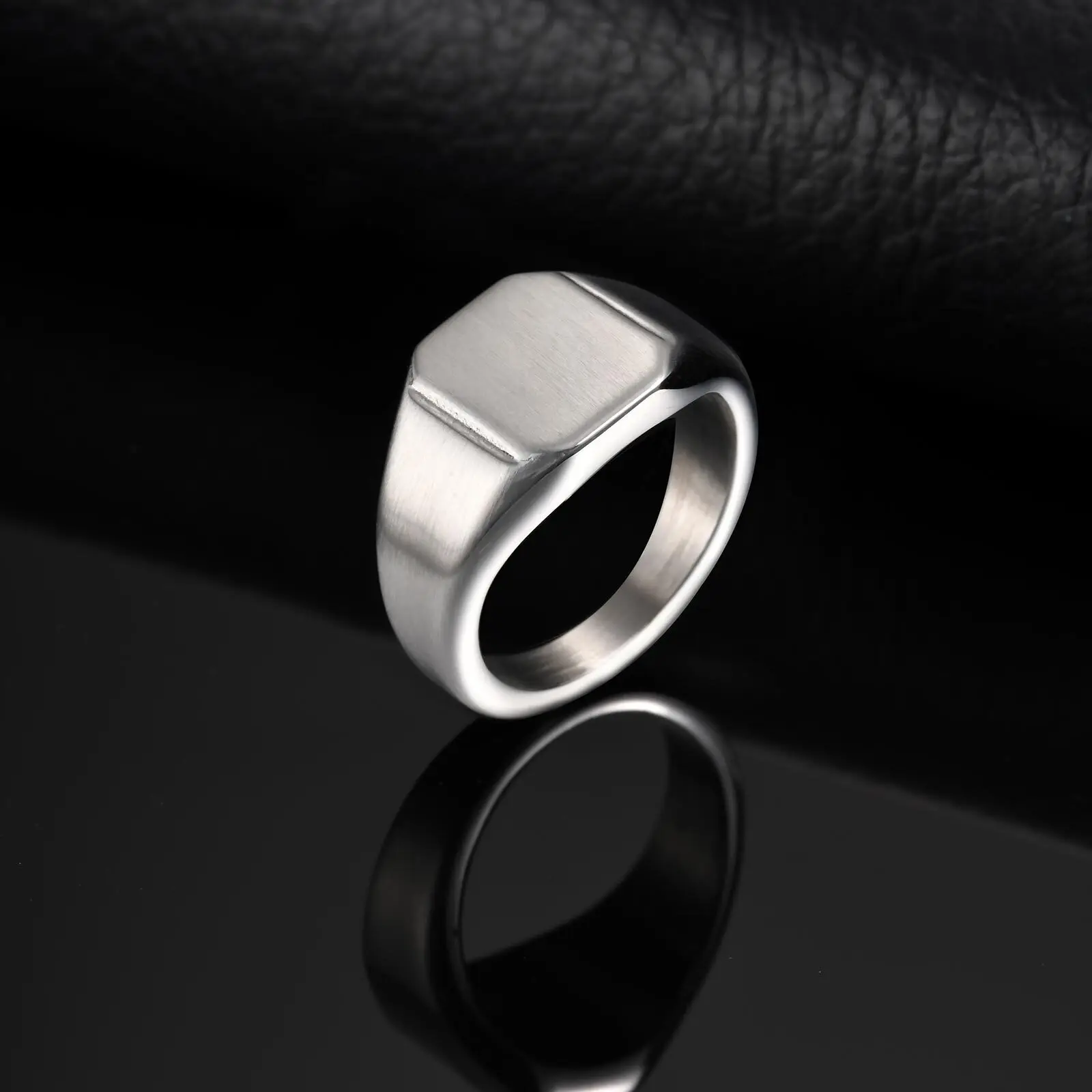 Vnox Brushed Square Signet Ring, Stainless Steel 11.8mm Wide Band for Men, Size 7-12 Chunky Finger Ring Anniversary Gift for Him 4