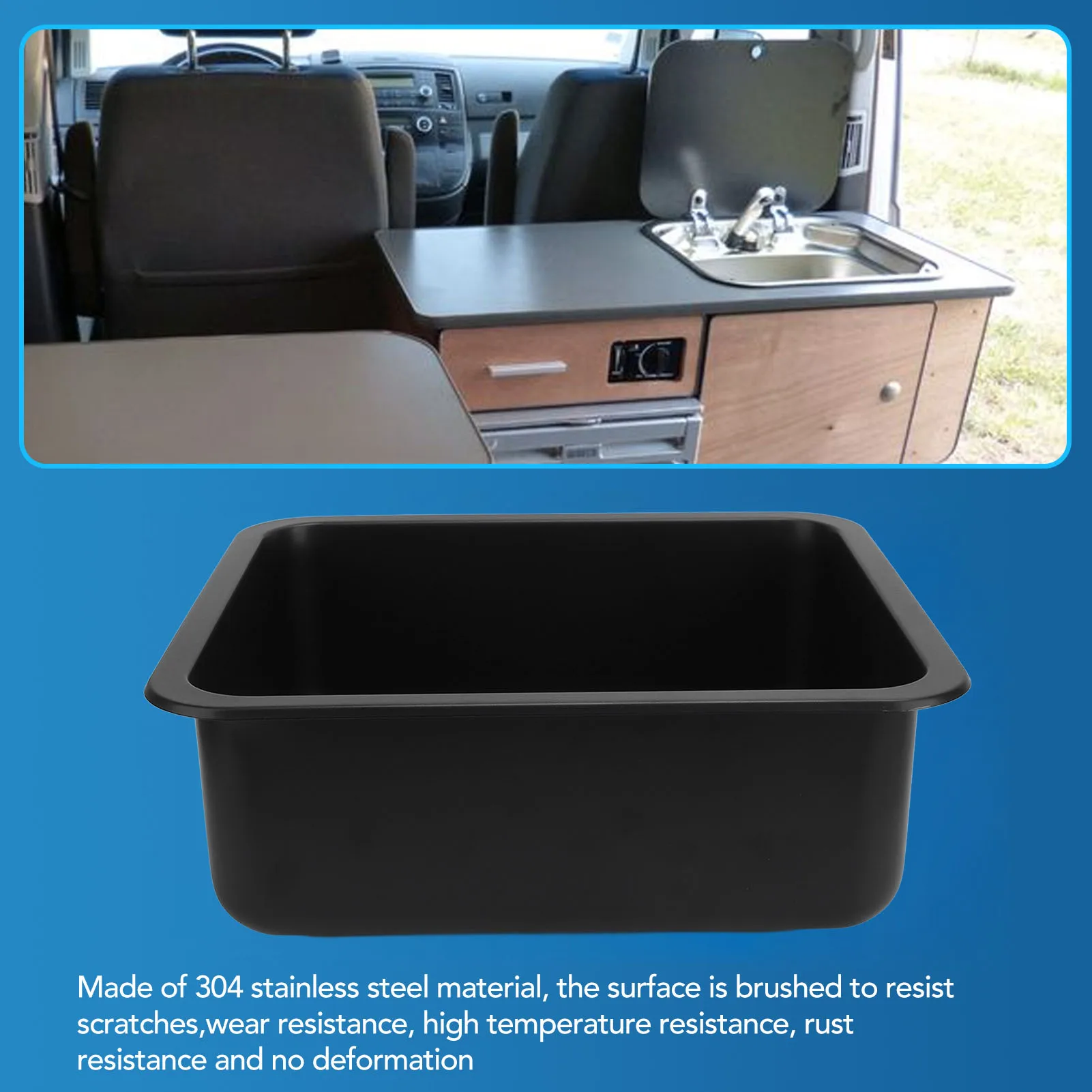 RV Sink Versatile 304 Stainless Steel Heat Resistant Embedded Installation Efficient Drainage Kitchen Wash Sink for Yacht