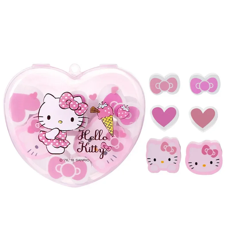 

Kawaii Sanrioed аниме мультфильм Серия КТ Кот ластик Начальная школа девочка Канцтовары милый розовый КТ Кот студенческий подарок Девочка Сердце