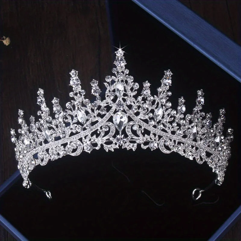 Bridal Jewelry Set 3Pcs Regal Bridal Crown and Jewelry Set in Silver-Plating for Weddings & Gifts