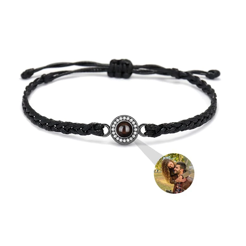 

New Custom Projection Bracelet Personalized Round Photo Bracelet Color Woven Projection Bracelet Memorial Customized Gifts Women
