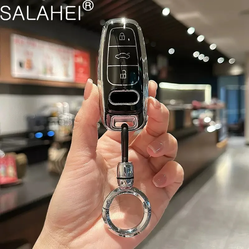 

Модный автомобильный пульт дистанционного управления из ТПУ, оболочка, оболочка без ключа для Audi A6 A7 A8 E-tron Q5 Q7 Q8 C8 D5, держатель, брелок, аксессуары