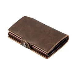 Men's Slim RFID-Blocking Leather Wallet with Money Clip (Coffee)