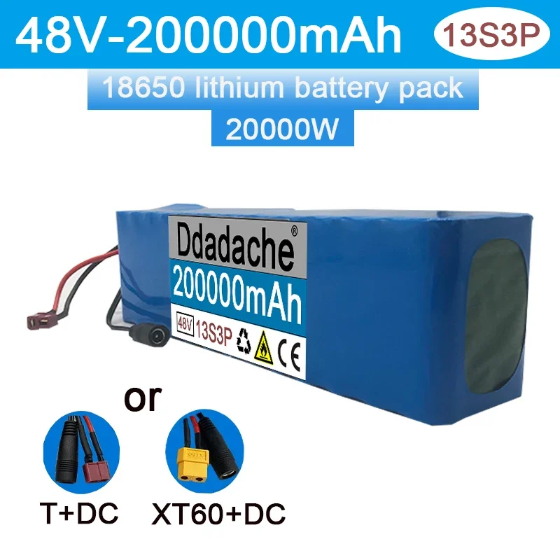 

Бесплатная доставка New48V 200000mAh 20000W13S3P XT60 48В литий-ионный аккумулятор 200 Ач для 54.6ve-велосипеда электрический велосипед скутер с BMS