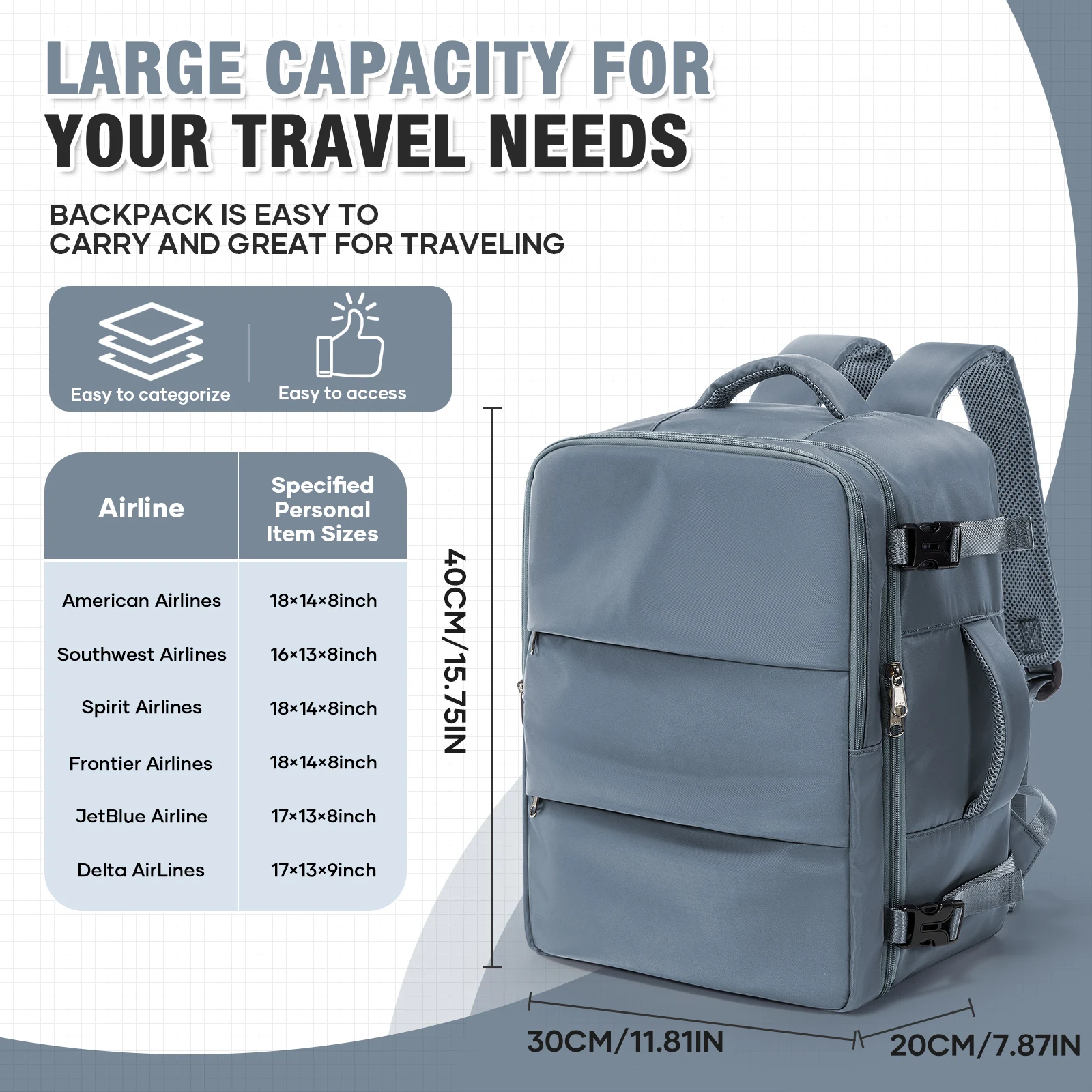 Backpack Travel Cabin Airplane 40x30x20 Men Ryanair Carry-on Luggage 40x30x20  Wizzair Backpack Travel Bags Easyjet for Laptop - 4