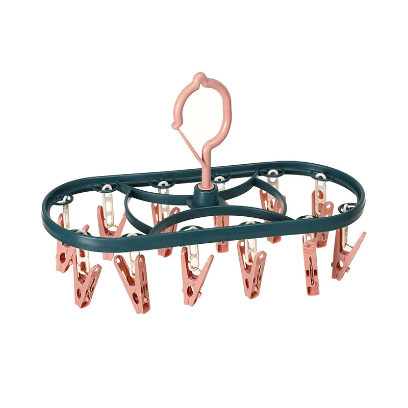 Plastic Drying Rack Simple Windproof Children's Multi Clip Sock Clip Hang Baby Diaper Holder Folding Storage Clothes Hanger 2
