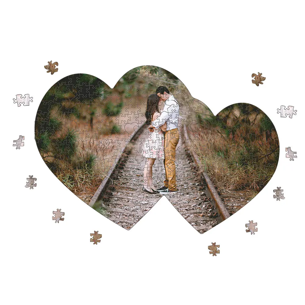 Photo Custom Wooden Puzzle Personalized Jigsaw Round Heart Shape DIY Assemble Game Toys for Adults Kids Decoration With Box 4