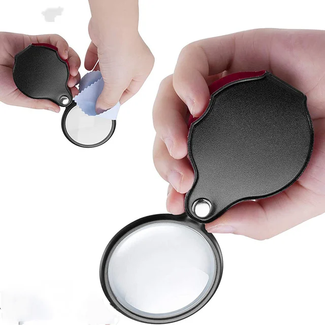 60mm Mini Portable Handheld Magnifier 5x Leather Pocket Magnifying Glass  Reading Monocle Jewelry Loupe Gift Glasses Lupe - Magnifiers - AliExpress