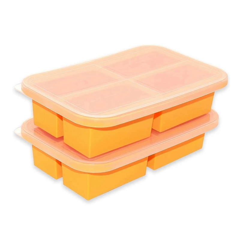 

Cup Silicone Freezing Tray With Lid,2 Pc , Food Freezer Molds Freeze And Store Soup