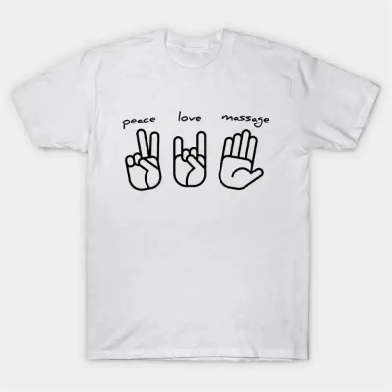 

Brand man casual T-shirt black tshirts for mens Piece Love Massage Funny T Shirt unisex cotton summer short sleeve tee-shirt