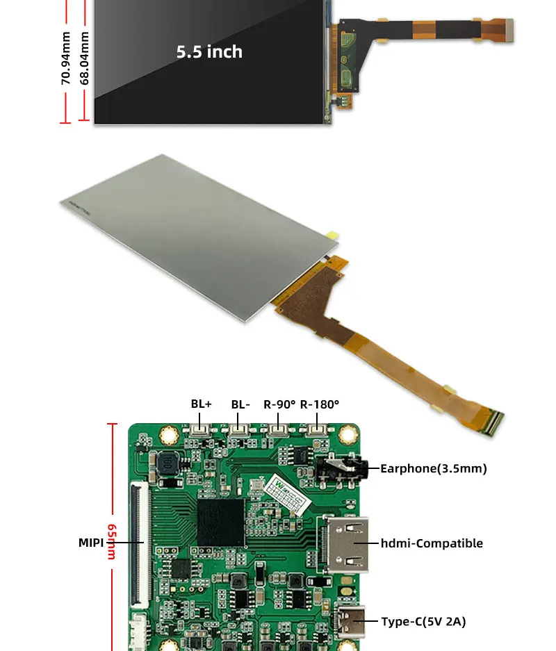 Tela, Modo Horizontal Padrão, Driver Board, 2K, 5.5