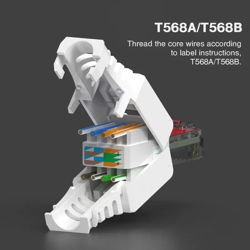 Wire Connector 1PCS ZoeRax Tool Free RJ45 CAT6 Ethernet Termination Plugs 23AWG to 26AWG Cable Internet Plug Installation Toolless
