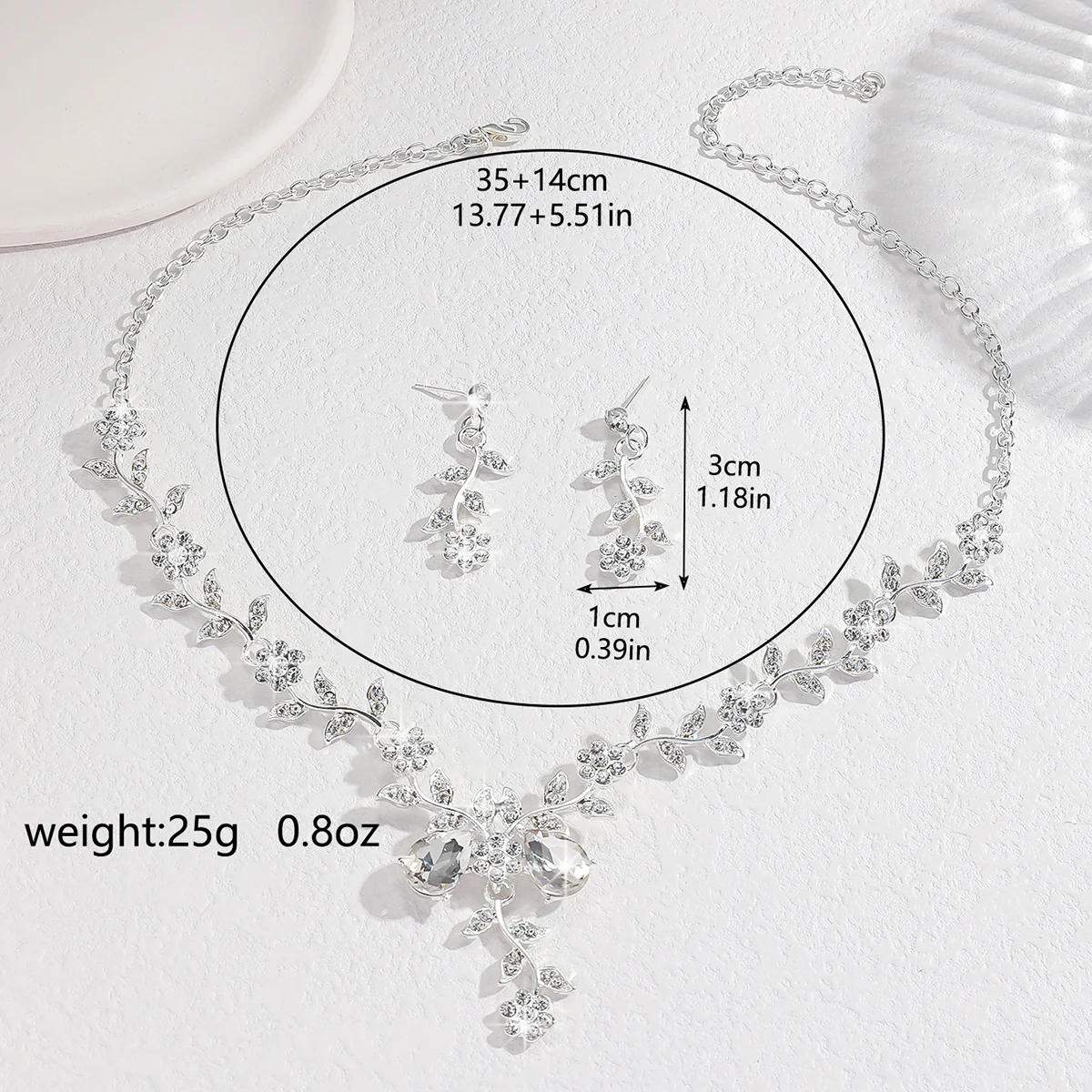 Jewelry Sets Women Fashion Small Flower Water Drop Necklace Earrings Set Wedding Banquet Party Festival Gift 3PC