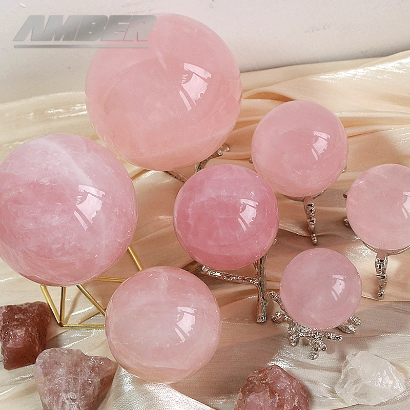 NaturalCrystalRoseQuartzPinkMassagePolishedReikiHealing