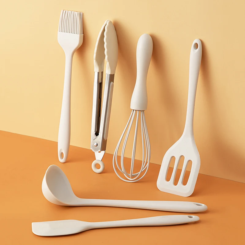 Silicone Kitchen Utensils Food Grade Non-stick Cooking Baking Spatula Silicone Oil Brush Egg Whisk Food Clip Kitchen Accessor