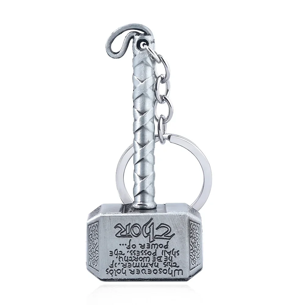 Metal Keychain Thor Hammer Movie Key Ring Cosplay Prop Key Holder For Fans Bag Ornament Car Pendant Gift