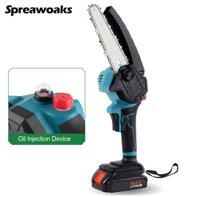 

Cordless Chain Saw With Oil Injection Device 6 Inch Electric Rechargeable Chainsaw Gardon Cut Power Tools For Makita 18V Battery
