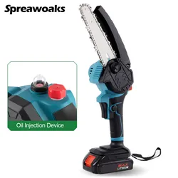 Cordless Chain Saw With Oil Injection Device 6 Inch Electric Rechargeable Chainsaw Gardon Cut Power Tools For Makita 18V Battery