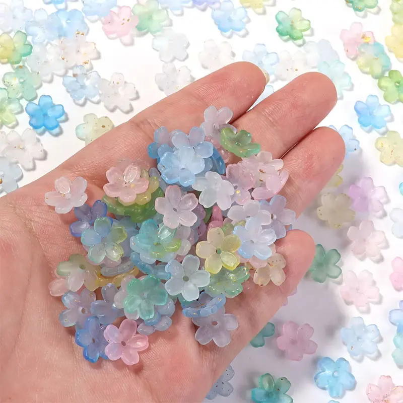 50/100pcs 다채로운 꽃 아크릴 스페이서 비즈 꽃 비즈 캡 쥬얼리 수제 DIY 머리 장식 귀걸이 액세서리 대량