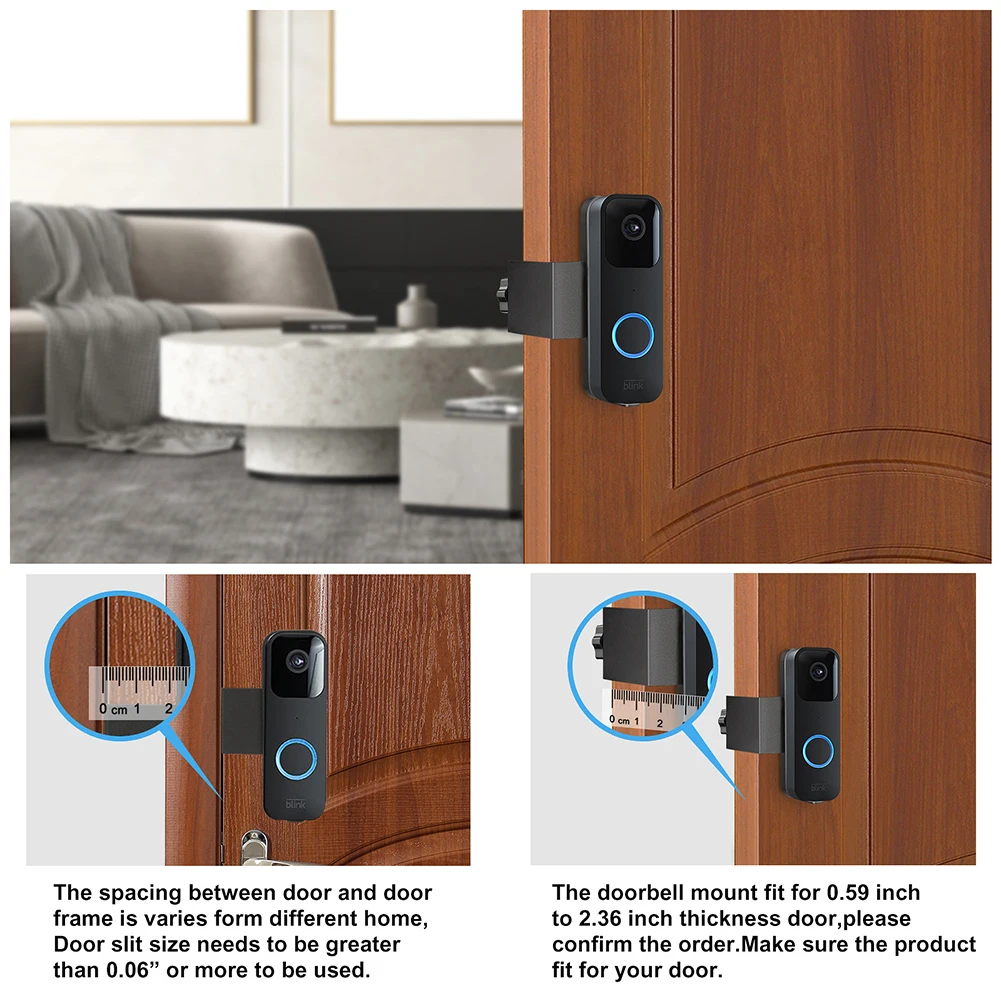 Stainless-Steel Anti-Theft No Drill Doorbell-Mount Black/Silver Compatible-With Video Doorbell Mount Furniture Hardware