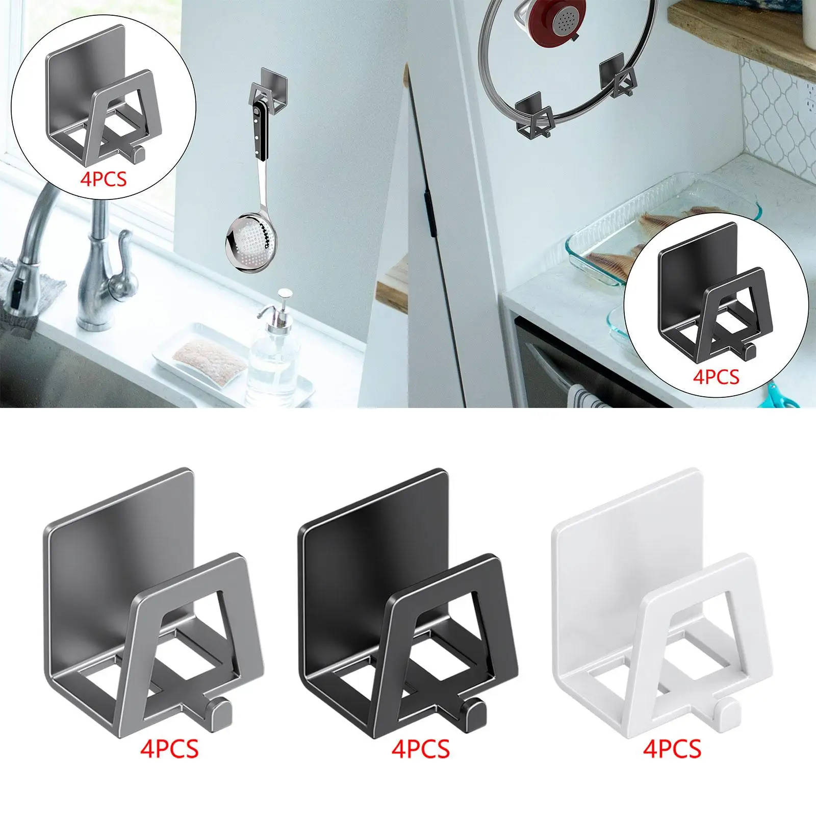 4 Pieces Pot Lid Holder Stable Wall Mounted Space Saving Pan Cover Racks for Kitchen Restaurant Pantry Chopping Board Plates