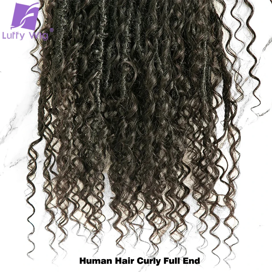 Knotless Crochet Boho Locs With Human Hair Curls Pre Looped Goddess Locs Crochet Hair with Human Hair Curly Full Ends for Women images - 6