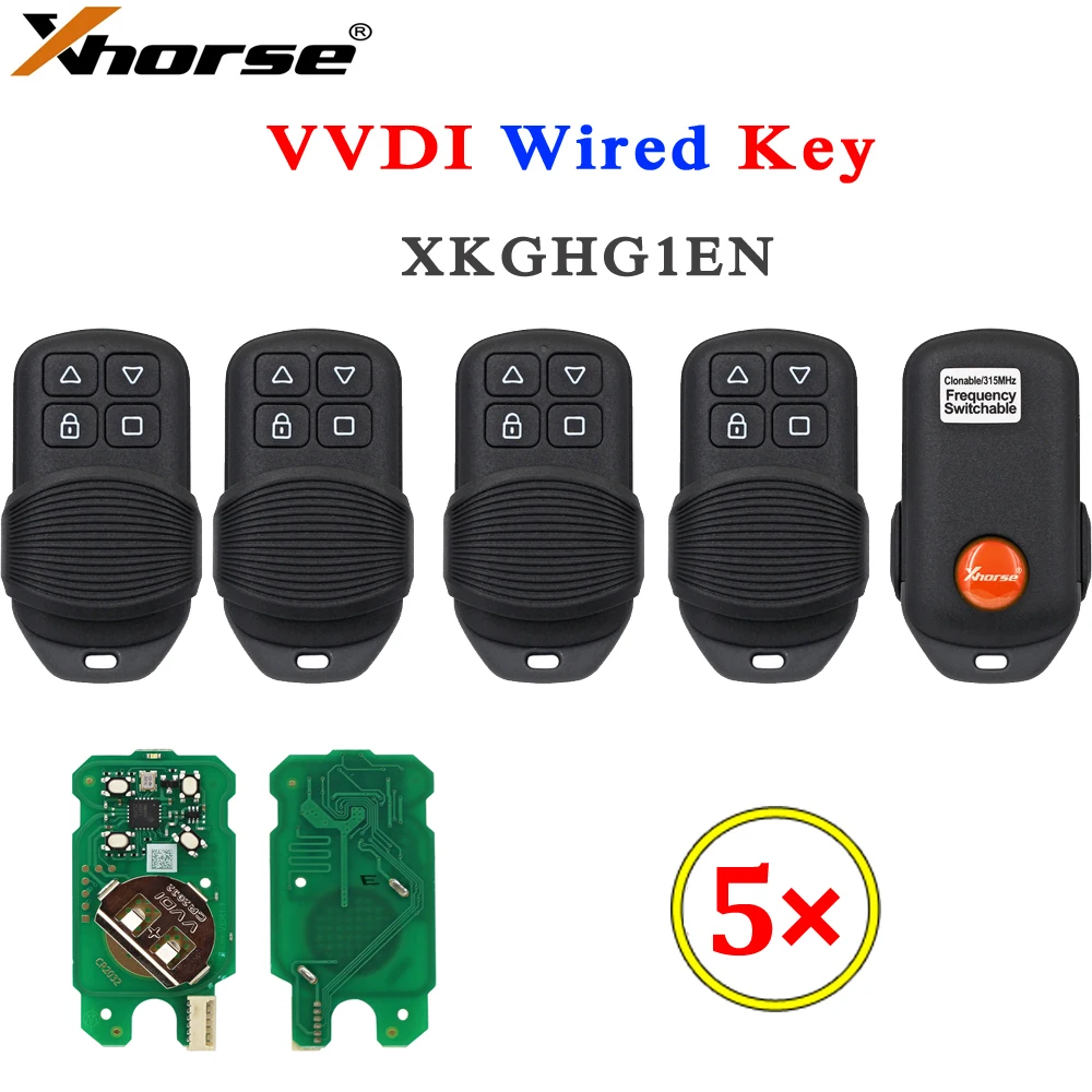 

5PCS Xhorse XKGHG1EN Masker Garage Remote 315/433Mhz Switch Frequency Support Data Recovery Work with VVDI MINI KEY Tool MAX Pro