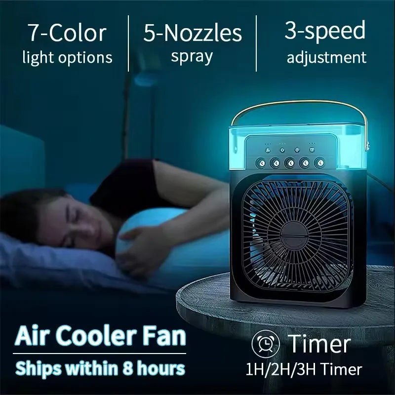 2026 portable fan 3-in-1, air conditioner, small household air cooler, night LED light, humidifier, air conditioning, household 1