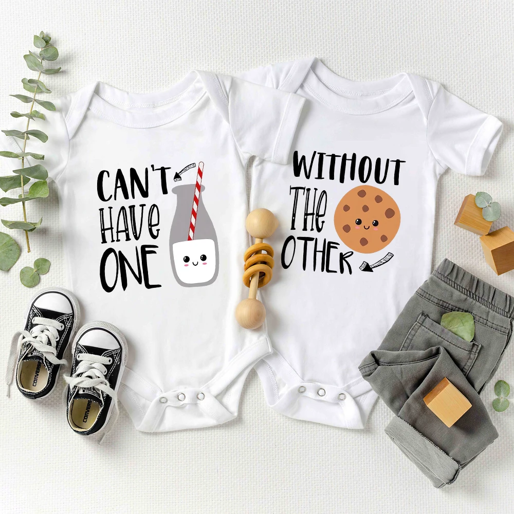Can't Have One Without The Other Twin Baby Boys Clothes Bodysuits Cute Print Fashion Newborn Onesie Summer Ropa De Bebe Niña 2
