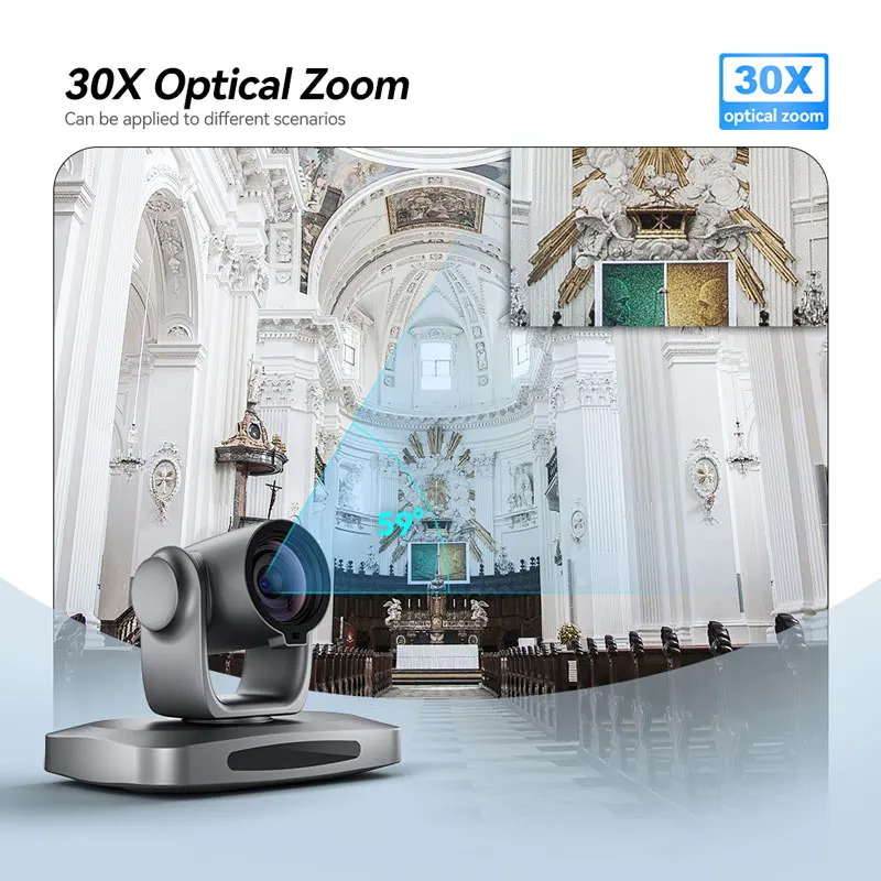 4K 비디오 라이브 스트리밍 카메라 라이브 방송 카메라 SDI/USB/NDI/HDMI PTZ 30배 비디오 회의 카메라
