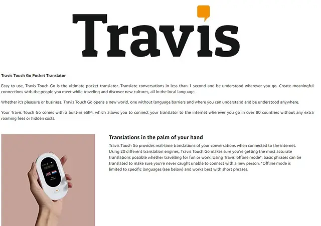Travis, un traductor de idiomas portátil para tus viajes