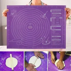 Large Non - Slip Silicone Pastry and Baking Mat with Easy - Clean Surface and Measurement Guide - 65x45cm (Purple)
