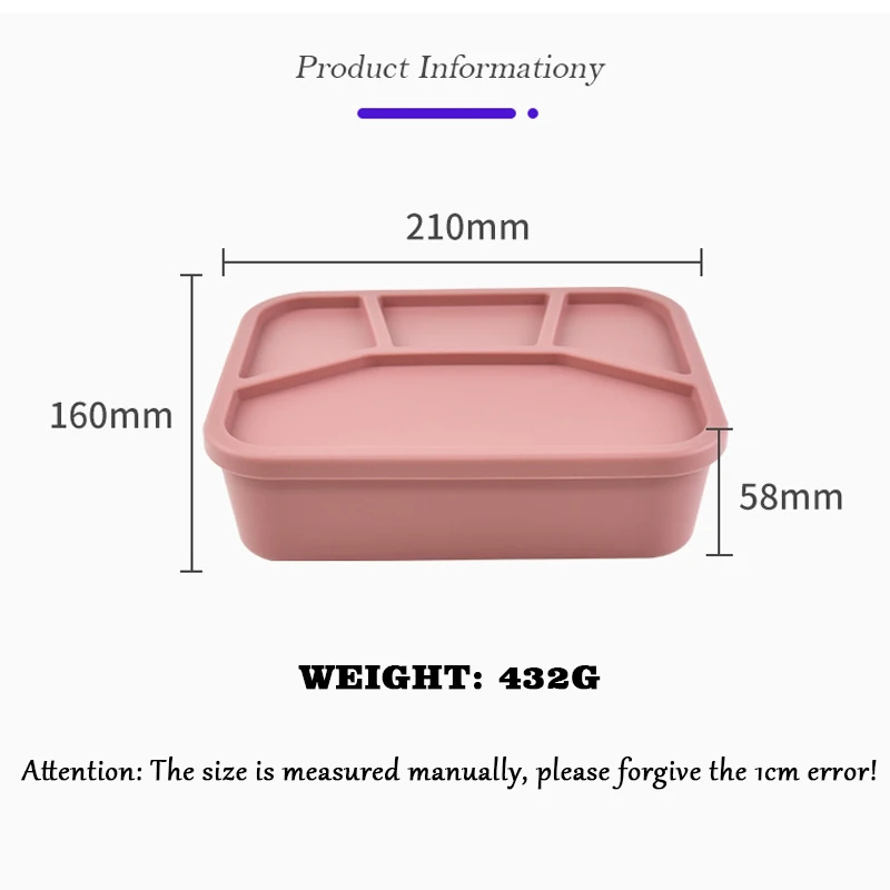 Silicone Lunch Box Food Grade Crisper Microwave Special Heating Lunch Box Freezer and Oven Safe Lunch Snack and Food Container 2