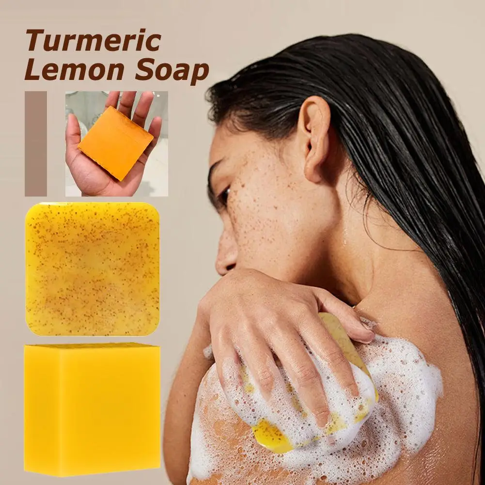 

Turmeric Lemon Soap Face Deep Cleaning Anti Acne Dark Spot Ginger Handmade Whitening Moisturizing Soap For Body 2024 New V7g0