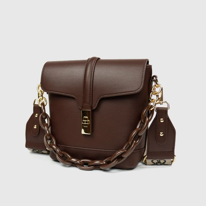 Premium sense bucket bag  new trend simple fashion wild chain lock shoulder messenger bag portable female bag crossbody bags