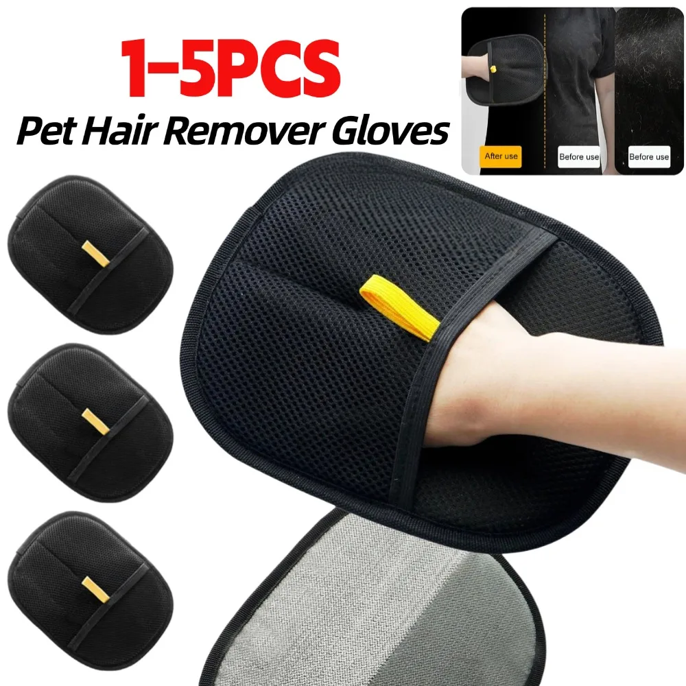 1/2/3/4/5pcs Pet Hair Remover Gloves Pet Hair Remover Mitt Deshedding Brush Glove for Dog Cat Rabbit with Long/Short/Curly