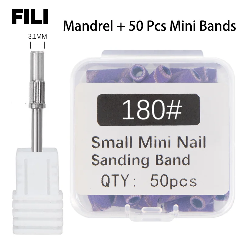 50Pcs 3.1MM Small Sanding Bands With Shaft Set For Dead Skin Calluses Nail Polishing Mini Sandband Nail Drill Bits Manicure Tool 3