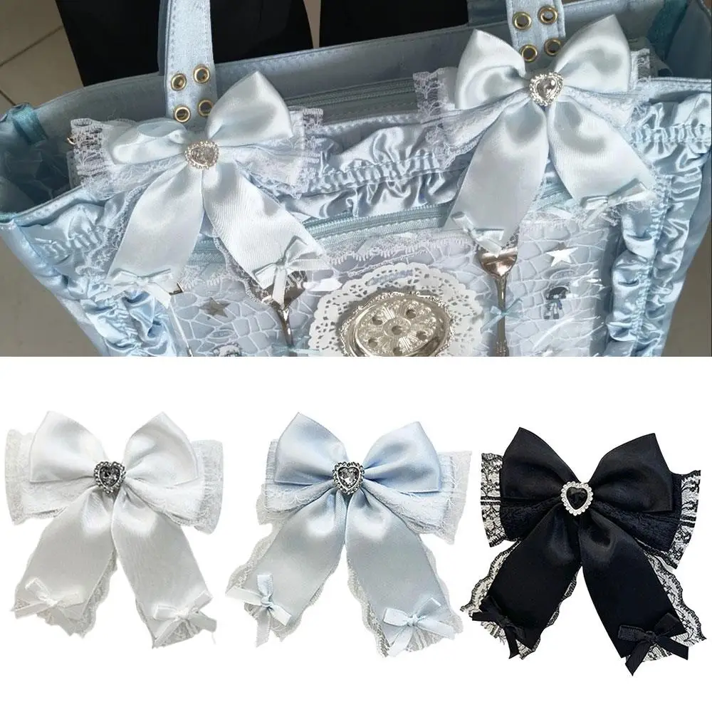 1PC Gothic Lolita Style Hair Clip Black Lace Ribbon Bow Hair Clips For Girls Harajuku Y2K Bow Clips Fashionable Hair Accessories