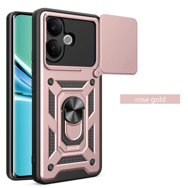 Shockproof Ring Stand Phone Cover with Lens Protection and Magnetic Car Mount Holder