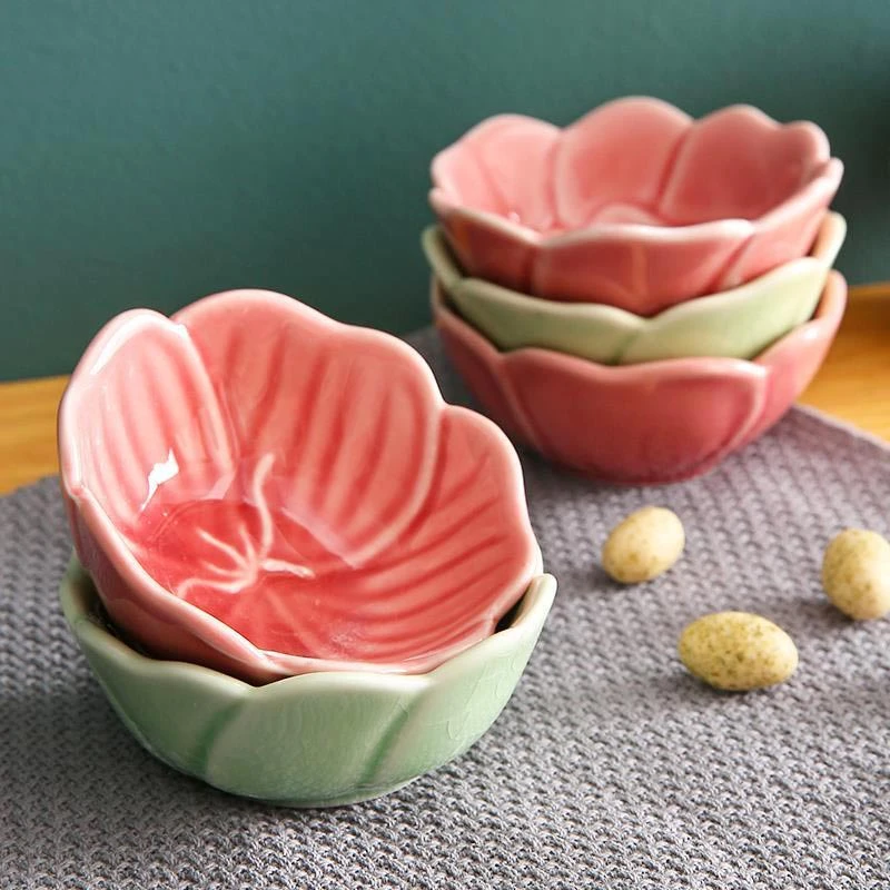 1pc Japanese Ceramic Flower Seasoning Dish Kitchen Small Vinegar Dishes