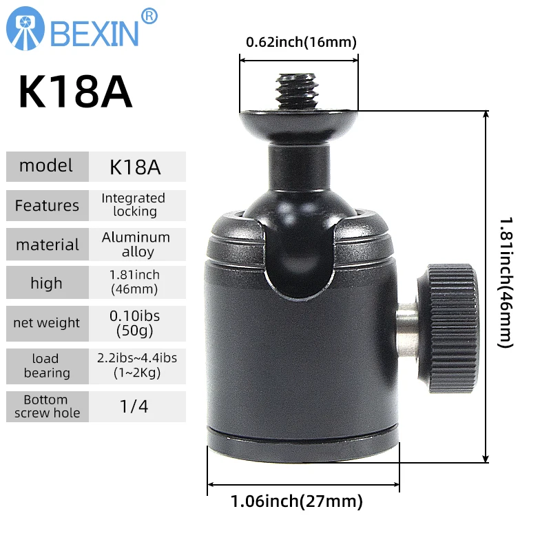 BEXIN Aluminum Alloy Mini Convenient Spherical Head 360 Degree Rotating Tripod Video Panorama Head Photographic Accessories tripod ball head