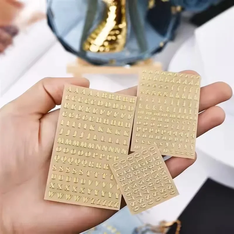 2Pcs 금속 26 미니 알파벳 장식 스티커 DIY 실리콘 몰드 공예용 금색 은색 에폭시 수지 필러
