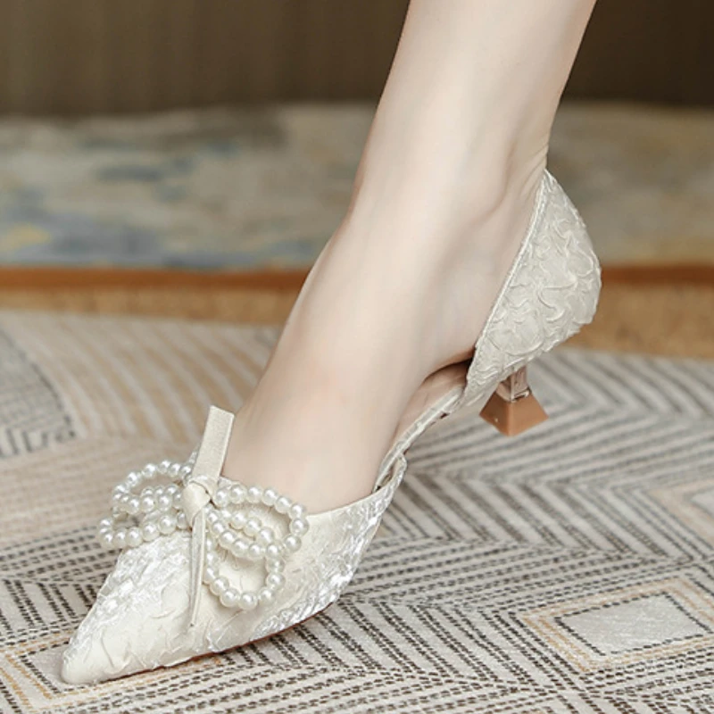 Bowknot Point Toe High Heels Women's Party Shoes
