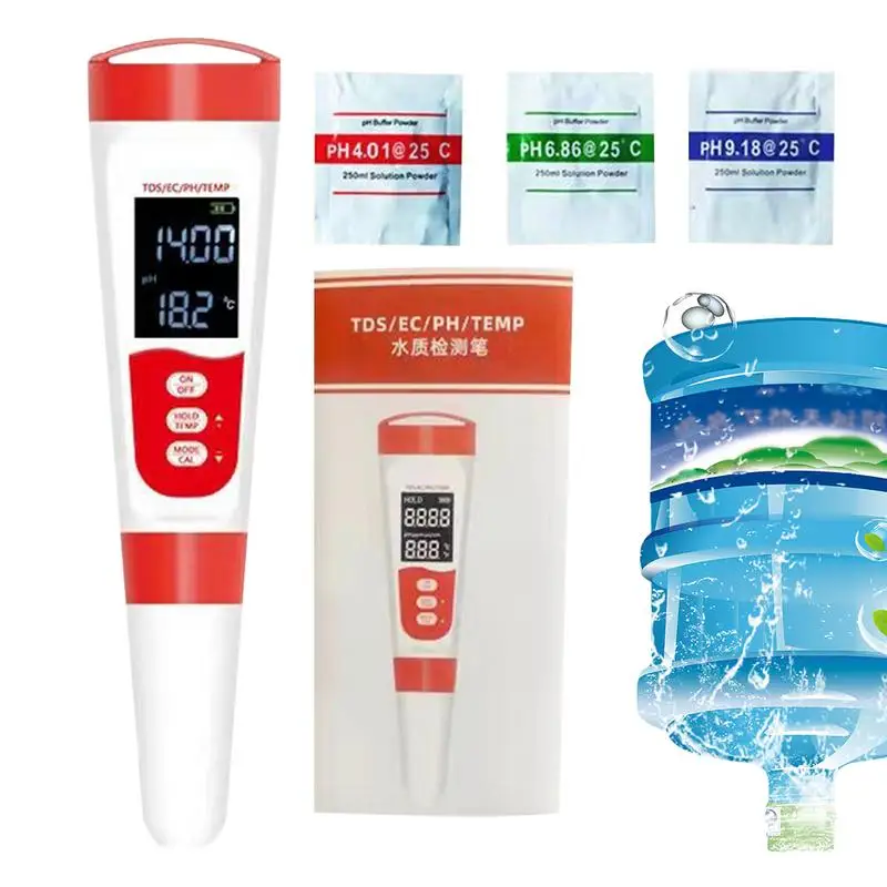 

Ручка для определения качества воды, бытовой измеритель количества питьевой воды TDS EC PH, тестер 4 в 1 TDS