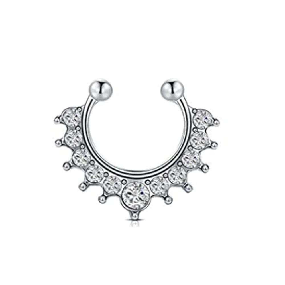 Fake Septum Rings Faux Nose Rings Hoop Stainless Steel Faux Lip Ear No Piercing Clip Septum Nose Fake Piercing Jewelry