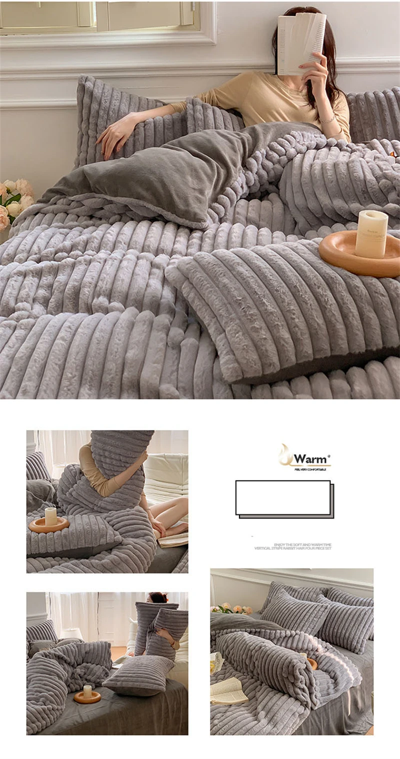 Winter Thick Warm Bedding Sets 4pcs Winter Warm Bedding Set High